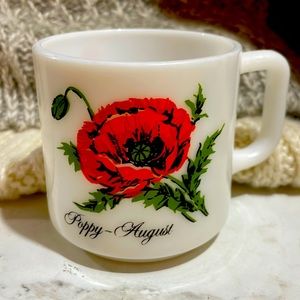 Vintage Milk Glass Poppy August Mug. Just beautiful.